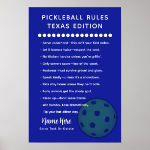 Personalisiertes Pickleball-Regeln Texas Edition P Poster