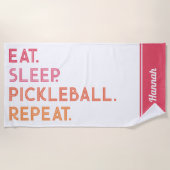 Personalisiertes Pickleball: Schlafen wiederholen Strandtuch (Vorderseite)