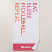 Personalisiertes Pickleball: Schlafen wiederholen Strandtuch (Vorderseite)