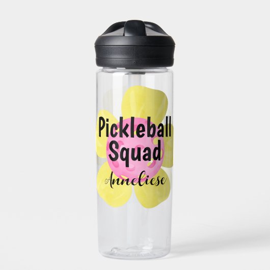 Personalisiertes Pickleball Squad-Blume-Geschenk Trinkflasche (Vorderseite)