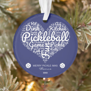 Personalisiertes Pickleball Weihnachtsherz Ornament