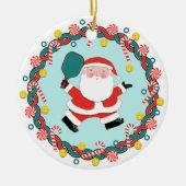 Personalisiertes Pickleball Weihnachtskollektiv Keramik Ornament (Vorne)