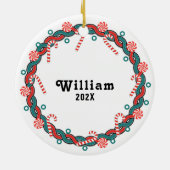 Personalisiertes Pickleball Weihnachtskollektiv Keramik Ornament (Hinten)