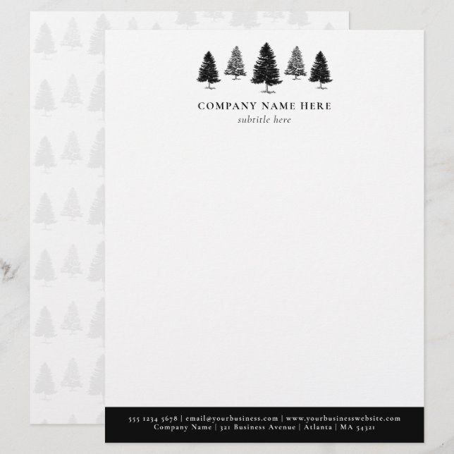 Personalisiertes Pine Tree Themengeschäft Briefbogen (Vorne/Hinten)