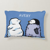 Personalisiertes Pinguin Chick Snow Kinderzimmer K Dekokissen (Rückseite)