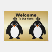 Personalisiertes Pinguin-Design goldfarben Fußmatte (Vorderseite)