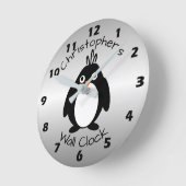 Personalisiertes Pinguin-Design Runde Wanduhr (Winkel)
