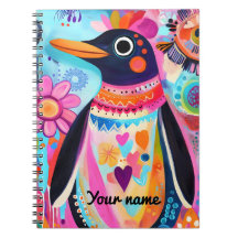 Personalisiertes Pinguin-Notizbuch: Farbige Arktis