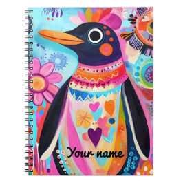 Personalisiertes Pinguin-Notizbuch: Farbige Arktis Notizblock