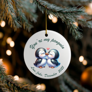 Personalisiertes Pinguin-Paar-Weihnachtsornament  Keramik Ornament