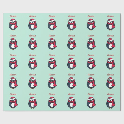 Personalisiertes Pinguin-Umschlagpapier Geschenkpapier (Flach)