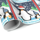 Personalisiertes Pinguin-Urlaubspapier Geschenkpapier (Rolleneckpunkt)