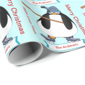 Personalisiertes Pinguin-Urlaubspapier Geschenkpapier (Rolleneckpunkt)