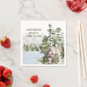 Personalisiertes Pinienwald Familienhaus Serviette (Beispiel)