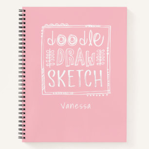 Personalisiertes Pink Artist Sketchbook mit Namen Notizblock