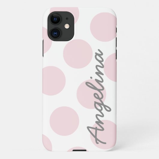 Personalisiertes Pink Big Polka Dot Muster iPhone Hülle (Rückseite)