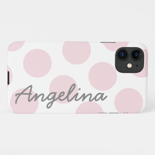 Personalisiertes Pink Big Polka Dot Muster iPhone Hülle (Rückseite (Horizontal))