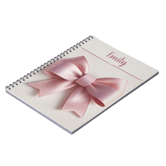 Personalisiertes Pink Bow SpiralNotebook Notizblock (Linke Seite)