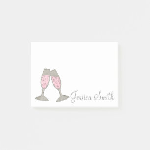 Personalisiertes Pink Champagner Glass Wedding Pos Post-it Klebezettel