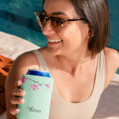 Personalisiertes Pink Cherry Blossom Minze Green Dosenkühler