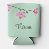 Personalisiertes Pink Cherry Blossom Minze Green Dosenkühler (Vorderseite)
