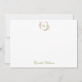 Personalisiertes Pink Floral Wappen Kindergeschirr Dankeskarte (Vorderseite)