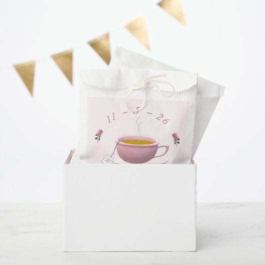 Personalisiertes Pink Garden Tea-Party Brautparty Geschenktütchen