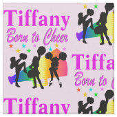 PERSONALISIERTES PINK, GEBOREN ZU CHEERLEADER FABR STOFF (Nahaufnahme)