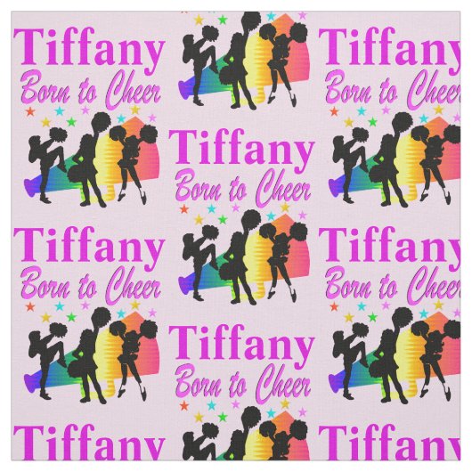 PERSONALISIERTES PINK, GEBOREN ZU CHEERLEADER FABR STOFF (Muster)
