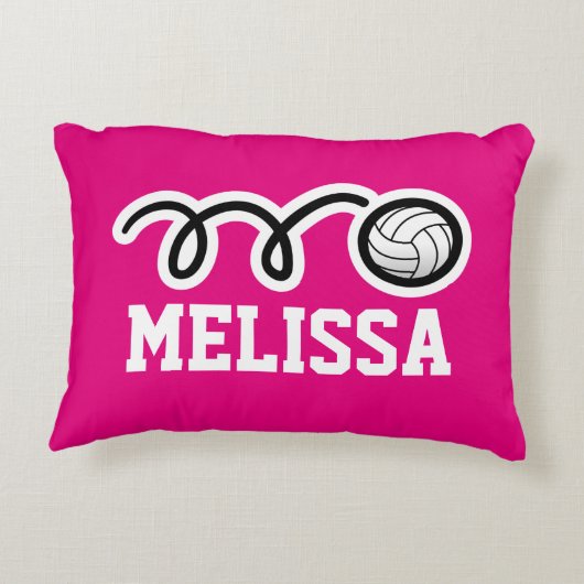 Personalisiertes Pink Girls Volleyball Kissen (Rückseite)