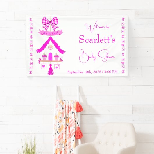 Personalisiertes Pink House Es ist ein Mädchen Banner (Insitu)