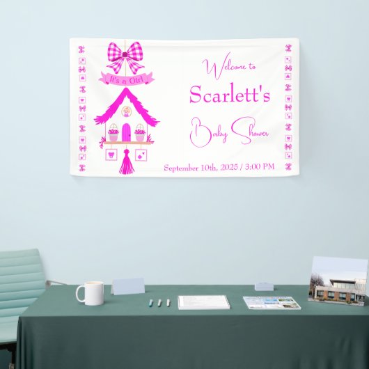 Personalisiertes Pink House Es ist ein Mädchen Banner (Messeveranstaltung)
