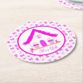 Personalisiertes Pink House Es ist ein Mädchen Runder Pappuntersetzer (Angewinkelt)