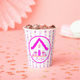 Personalisiertes Pink House Es ist eine Girl Baby Pappbecher