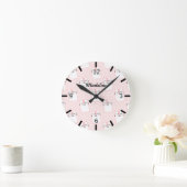Personalisiertes Pink-Kitten-Muster Runde Wanduhr (Zuhause)