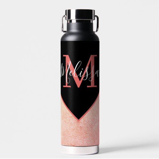 Personalisiertes Pink-Leder-Look Trinkflasche (Vorne)