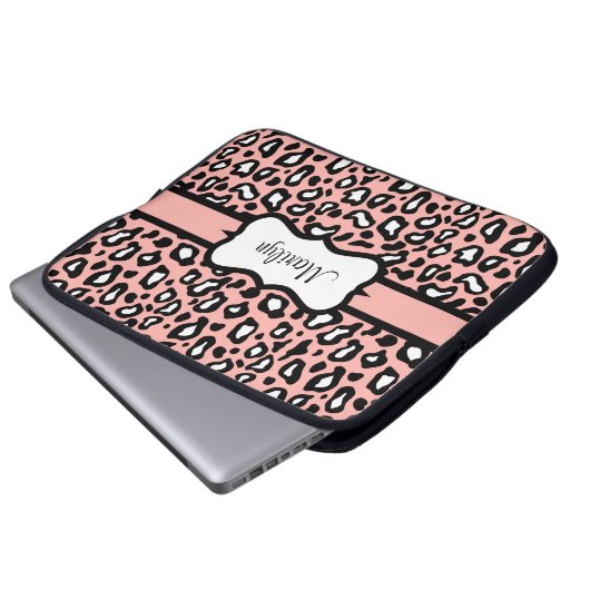 Personalisiertes Pink Leopard Notebook-Sieb Gesche Laptopschutzhülle (Vorne Knopf)