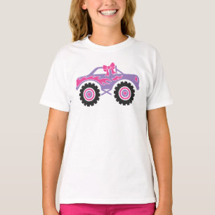 Personalisiertes Pink Monster Truck Shirt für Mädc