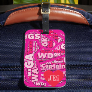Personalisiertes Pink Netball Gepäckanhänger