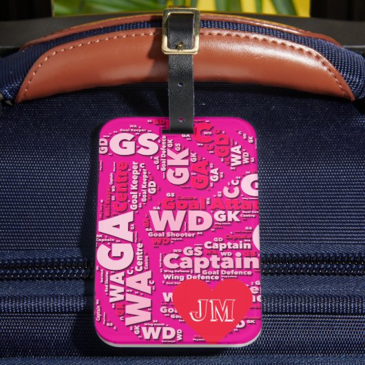 Personalisiertes Pink Netball Gepäckanhänger (Vorderseite Insitu 2)