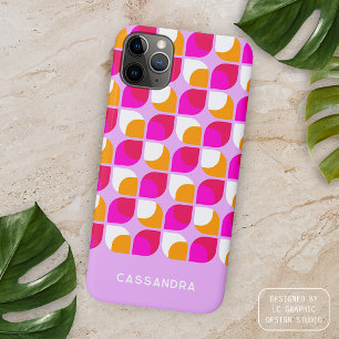 Personalisiertes Pink-Orange-Midcentury-Kunstmuste Case-Mate iPhone Hülle