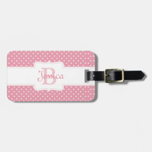 Personalisiertes Pink Polka Dot Muster Gepäckanhänger