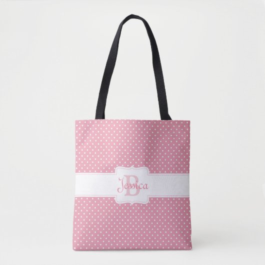 Personalisiertes Pink Polka Dot Muster Tasche (Vorderseite)