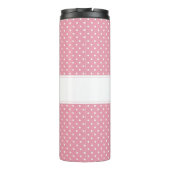 Personalisiertes Pink Polka Dot Muster Thermosbecher (Rückseite)