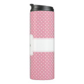 Personalisiertes Pink Polka Dot Muster Thermosbecher (Nach rechts gedreht)