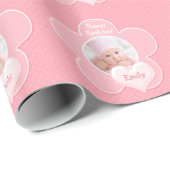 Personalisiertes Pink Polka Dots Foto Wrapping Pap Geschenkpapier (Rolleneckpunkt)