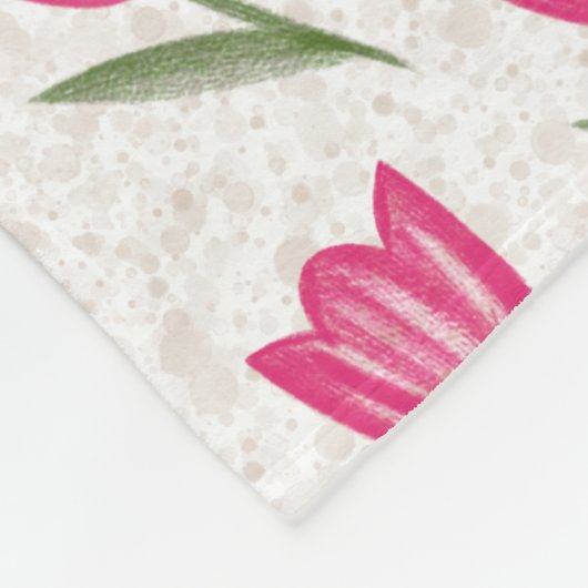 Personalisiertes Pink Tulpe Fleecedecke (Ecke)