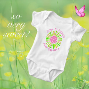 Personalisiertes Pink und Green Pickleball Baby Gi Strampler