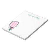 Personalisiertes Pink und grünes Pickleball Notizblock (Rotiert)