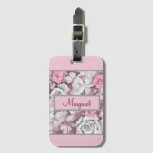 Personalisiertes Pink und Mauve Muster für Vintage Gepäckanhänger (Vorderseite Vertikal)